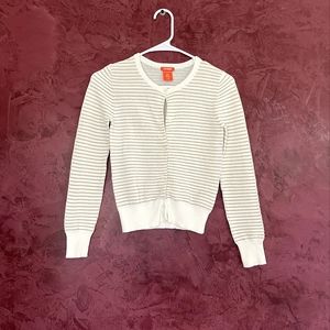 Joe Fresh Girls White/Gold Striped Button-up Cardigan (New)